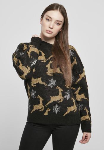 Urban Classics Ladies Oversized Christmas Sweater black/gold - M