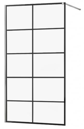 MEXEN/S KIOTO Sprchová zástěna WALK-IN 90x200 cm 8 mm, chrom, černý vzor 1 800-090-101-01-77