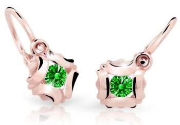 Cutie Jewellery Slušivé dětské náušnice z růžového zlata C2216-10-X-4 zelená