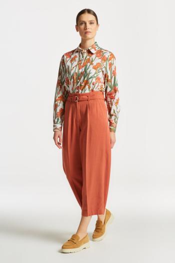 KALHOTY GANT WIDE CROPPED BELTED PANTS LIGHT COPPER