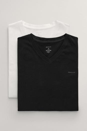 SPODNÍ PRÁDLO GANT V-NECK T-SHIRT 2-PACK BLACK / WHITE