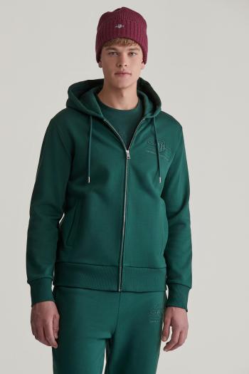 MIKINA GANT REG TONAL SHIELD FULL ZIP HOODIE TARTAN GREEN