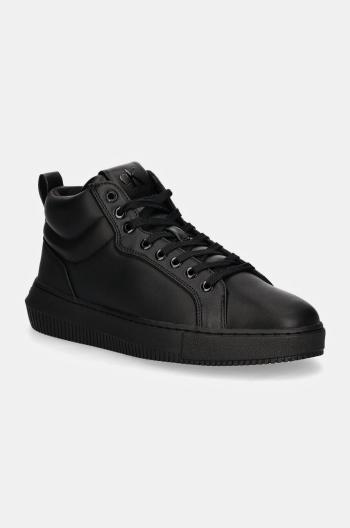 Kožené sneakers boty Calvin Klein Jeans CHUNKY CUPSOLE CLEAN HIGH černá barva, YM0YM01120