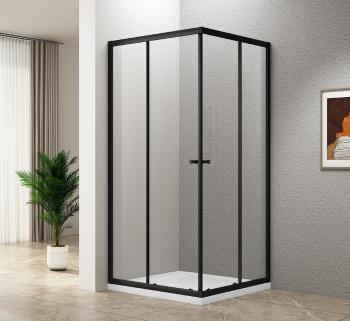 AQUALINE AGGA BLACK čtvercová sprchová zástěna 800x800, čiré sklo BLF808