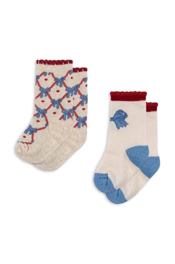 Dětské ponožky Konges Sløjd JAQUARD BOW SOCKS 2-pack béžová barva, KS101359