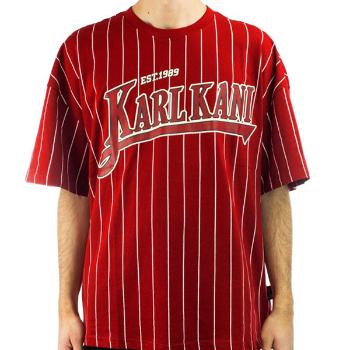 Pólo Karl Kani Trekking Boxy Pinstripe Tee Dark Red cream