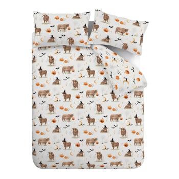 Szürkésbézs egyszemélyes ágyneműhuzat 135x200 cm Halloween Highland Cow – Catherine Lansfield