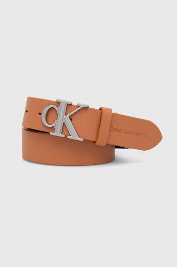 Kožený pásek Calvin Klein Jeans dámský, oranžová barva, K60K612377