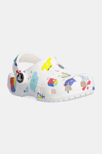 Dětské pantofle Crocs CLASSIC DOODLE PRINT CLOG bílá barva, 210357