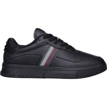 Tommy Hilfiger SUPERCUP STRIPES TUMBLED LEATHER Pánské tenisky, černá, velikost