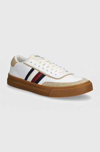 Kožené sneakers boty Tommy Hilfiger TH CUPSET 1A2 LTH MIX bílá barva, FM0FM05118