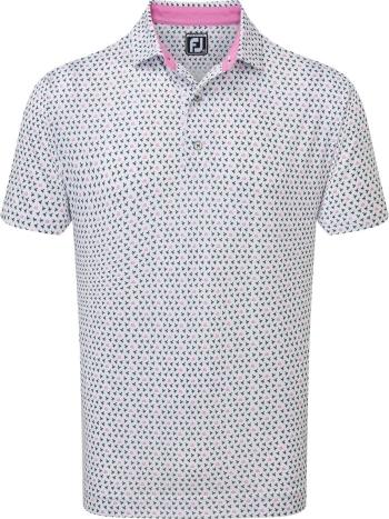 Footjoy Wasp Print Lisle White/Black/Pink L Polo košile