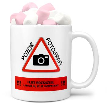 Hrnek Pozor fotograf (Náplň hrníčku: Marshmallow)