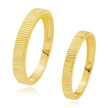 Obrúčky v žltom 585 zlate - šikmé a zvislé ryhy, obdĺžniky - Veľkosť: 64 mm