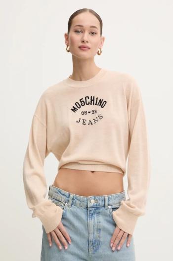 Vlněný svetr Moschino Jeans dámský, béžová barva, lehký, J0931 8700