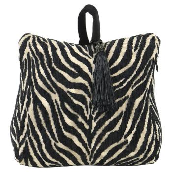 Krémovo-černá bavlněná dveřní zarážka Zebra - 10*21*17cm DCDSZOZ