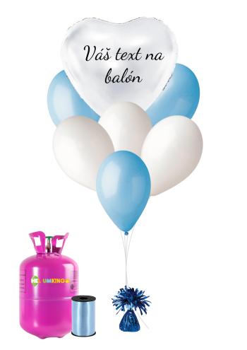 Personal Personalizovaný helium párty set modrý - Bílé srdce 16 ks