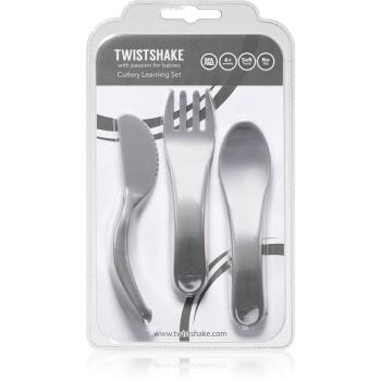 Twistshake Learn Cutlery příbor pro děti 6+m Pastel Grey 3 ks