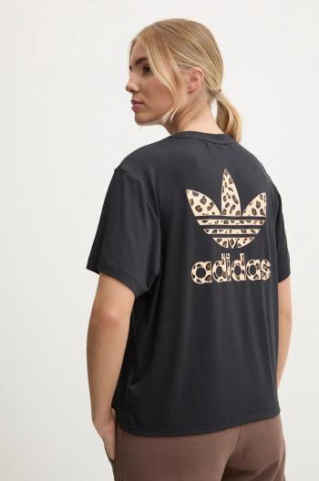 Tričko adidas Originals Trefoil Tee Leopard černá barva, IW8475