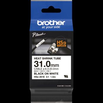 Brother HSe-261E Pro Tape, 31 mm x 1.5 m, černý tisk / bílý podklad , originální páska