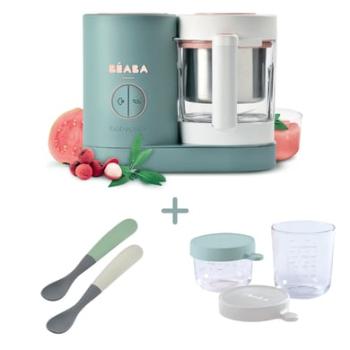 Babycook BEABA® Food processor Eucalyptus se dvěma skleněnými porcemi a dětskou lžičkou v sadě 2 kusů