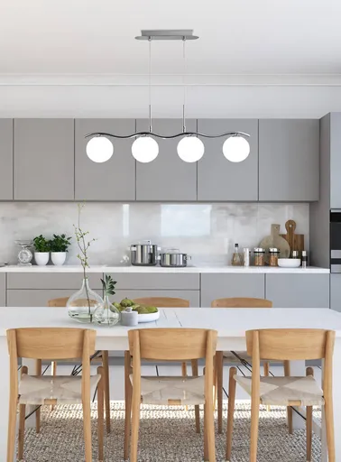 Závěsná lampa chrom/bílá koule 4 Ramon