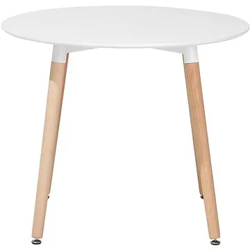 Bílý jídelní stůl z kaučuku 90 cm BOVIO, 58808 (beliani_58808)