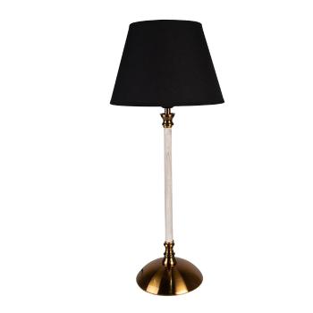 Stolní lampa s bílo-zlatou základnou a černým stínidlem Vileo - Ø 22*53 cm E27/max 1*60W 6LMC0069