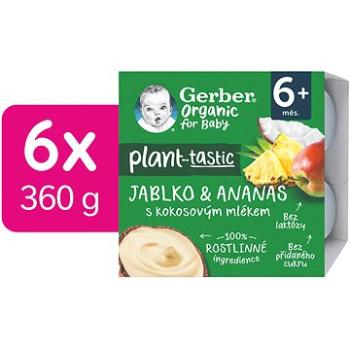 GERBER Organic 100% rostlinný dezert jablko a ananas s kokosovým mlékem 6× (4× 90 g) (8445290556769)