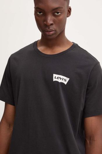 Bavlněné tričko Levi's černá barva, s potiskem