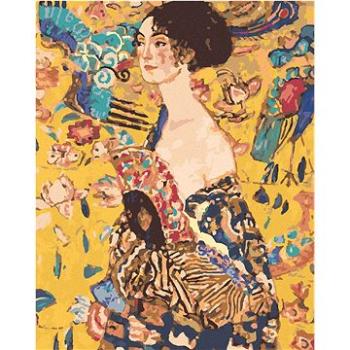 Zuty - Malování podle čísel - DÁMA S VĚJÍŘEM (G. KLIMT), 80x100 cm, vypnuté plátno na rám (HRAmmb11083nad)