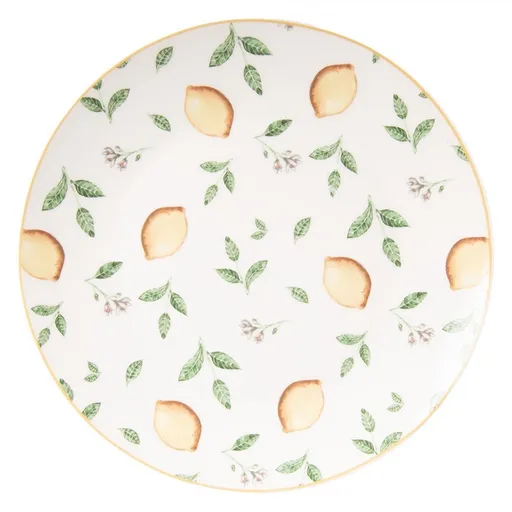 Bílý porcelánový dezertní talířek s citróny Lemons