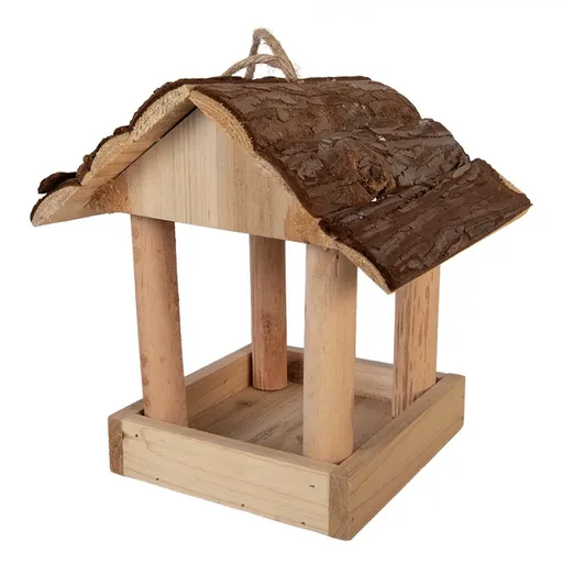 Přírodní dřevěné závěsné krmítko pro ptáčky - 19*18*19 cm Clayre & Eef