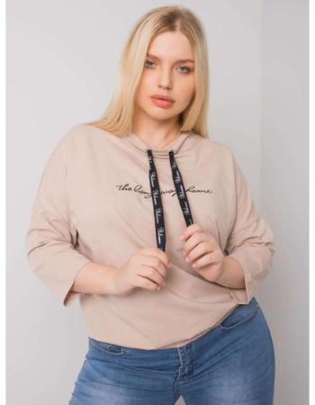 Dámská halenka s nápisem plus size PERRY světle béžová