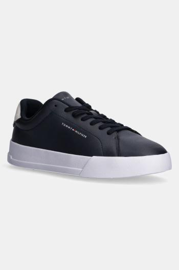 Kožené sneakers boty Tommy Hilfiger TH COURT LTH DETAIL ESS tmavomodrá barva, FM0FM05367