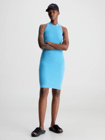 Calvin Klein dámské modré šaty HALTERNECK KNITTED DRESS