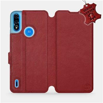 Kožené flip pouzdro na mobil Motorola Moto E7 Power - Tmavě červené -  Dark Red Leather (5903516685608)