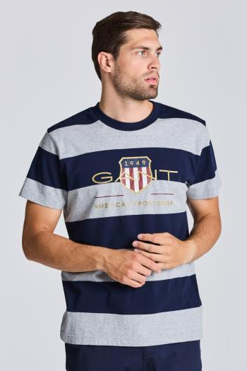 TRIČKO GANT D1. BAR STRIPE ARCHIVE SHIELD TEE GREY MELANGE