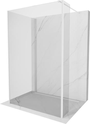 MEXEN/S Kioto Sprchová zástěna WALK-IN 125 x 100 x 40 cm, transparent, bílá 800-125-100-221-20-00-040