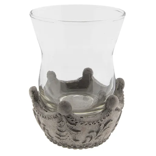 Šedý svícen na čajovou svíčku  - Ø 13*17 cm Clayre & Eef