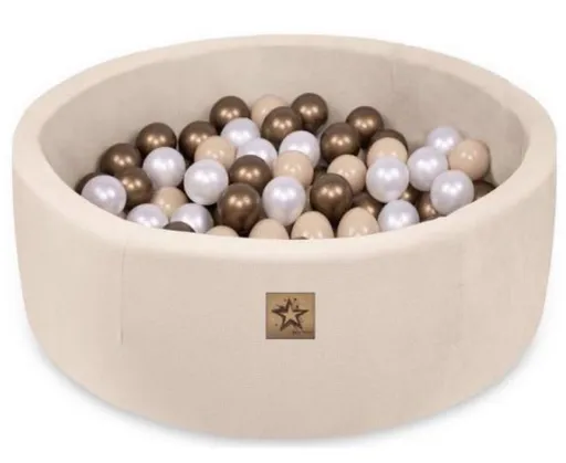 Baby Nellys Bazén pro děti 90x30 cm Velvet + 200 balónků, béžový