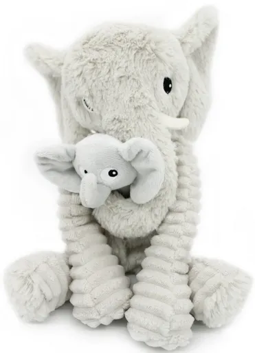 PTIPOTOS Plyšový slon Dimoitou šedý - máma s miminkem