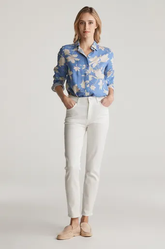 DŽÍNY GANT SLIM CROPPED WHITE JEANS EGGSHELL