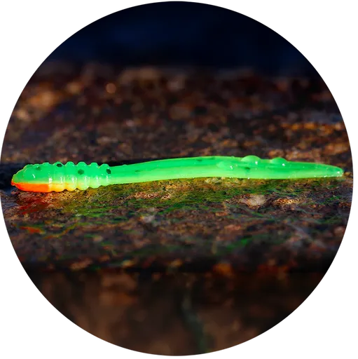 Redbass gumová nástraha micro tail fluo green rh uv color - s 48 mm