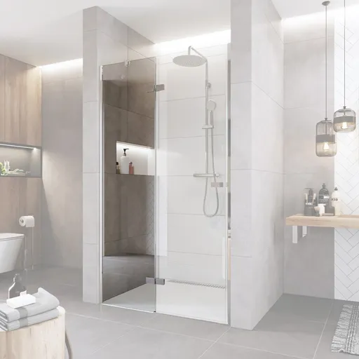 Mereo Fixní sklo, Novea, 44,50 cm, chrom ALU, sklo Čiré, L/P provedení CK10511PD