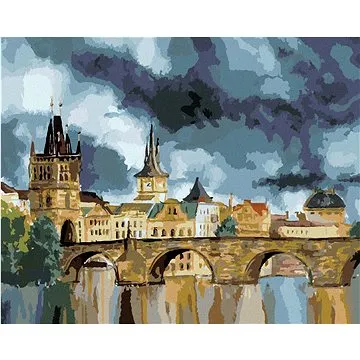 Zuty - Malování podle čísel - KARLŮV MOST V BOUŘI, 80x100 cm, vypnuté plátno na rám (HRAmmb10821nad)