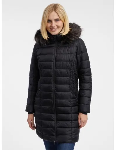 Černý dámský prošívaný kabát