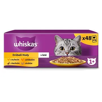 Whiskas kapsičky drůbeží výběr v želé pro dospělé kočky 48 x 85 g (8410136025976)