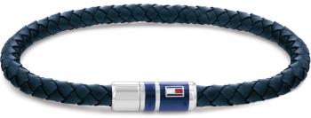 Tommy Hilfiger Tmavě modrý kožený náramek s ocelovým zapínáním 2790294