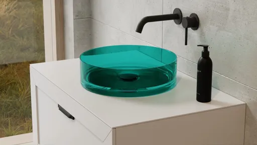 BESCO Umyvadlo na desku ENYA ze syntetické pryskyřice Barva Zelená, Barva sifonu Černá KEENYA36ZB